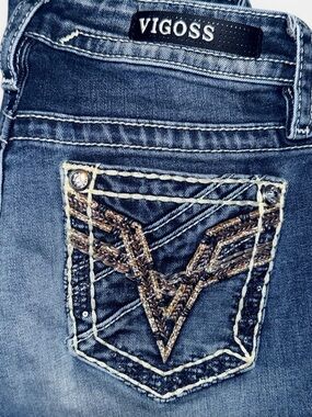 Vigoss Heritage Fit Capri Jeans | Embellished Pockets | Y2K Bling